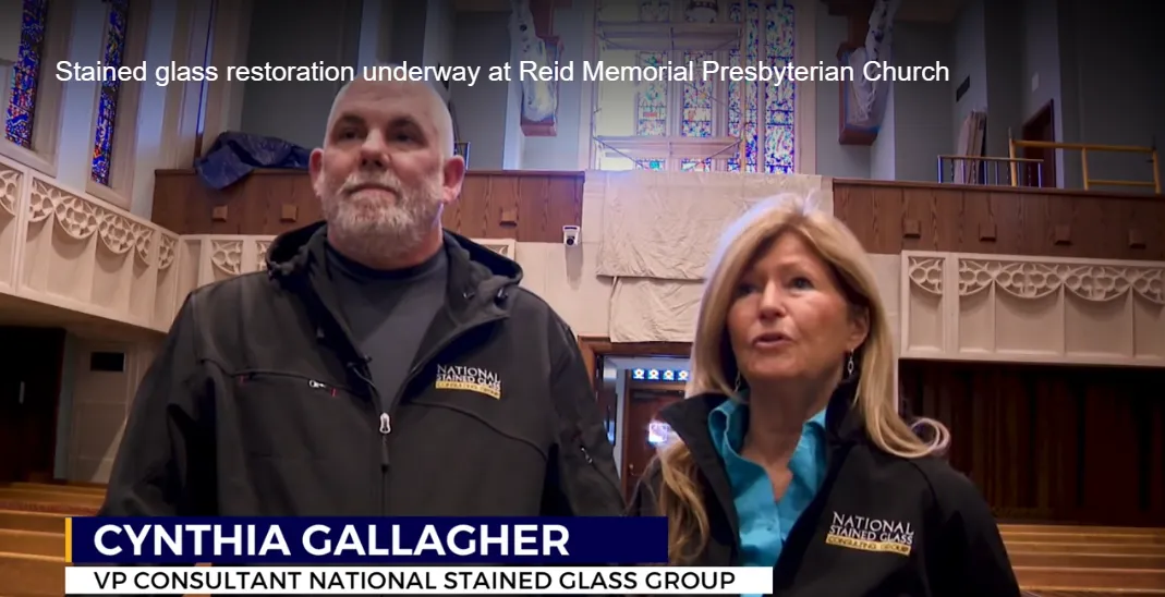 Karl Erickson and Cynthia Gallagher consulting at Reid Memorial Presbyterian Church